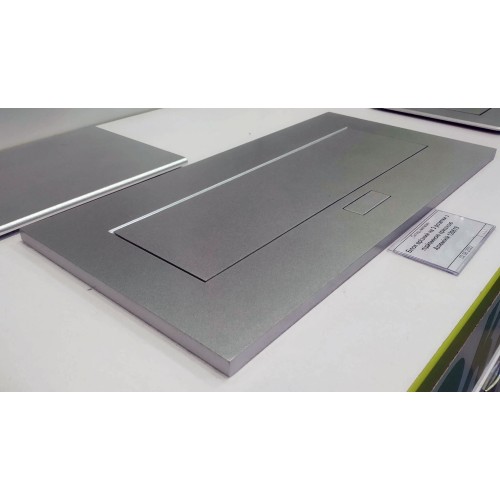 Блок врізний на 3 розетки з підйомною кришкою алюміній - 120519