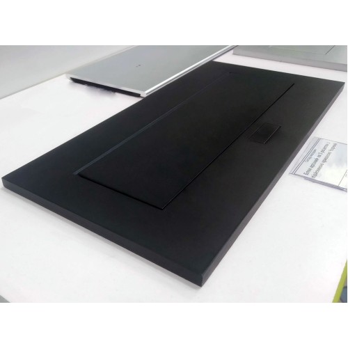 Блок врізний на 2 розетки + 2 USB із підйомною кришкою чорний - 120524