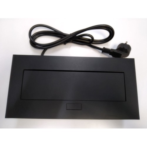 Блок врізний на 2 розетки + 2 USB із підйомною кришкою чорний - 120524