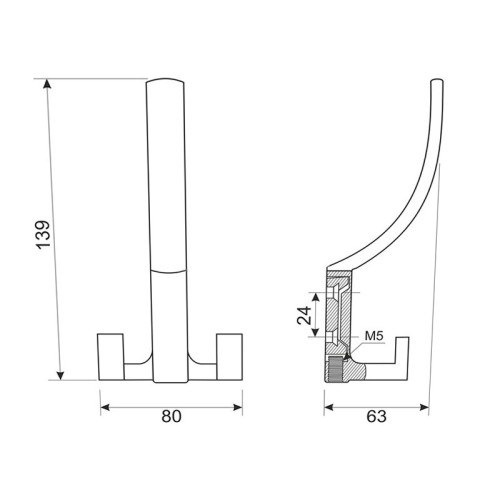 Гачок меблевий WL 04 G6 хром матовий алюміній DC SL-65039