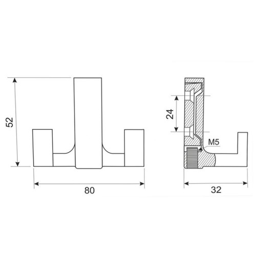 Гачок меблевий WL 03 G6 хром матовий алюміній DC SL - 65036