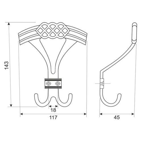 Крючок мебельный W-122 G4 бронза старая DC SL - 17614
