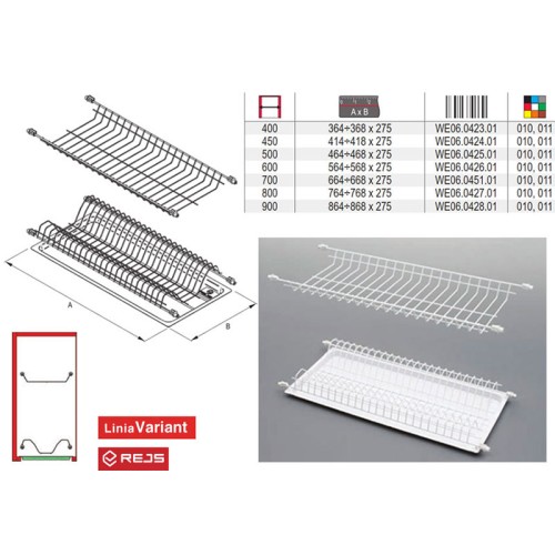 Сушка біле дл. шафи 800 мм Rejs STANDART1 без піддону WE06.4927.01.010 - WE06.1627.01.010