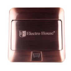 Розетка врізна для підлоги із заземленням +2USB