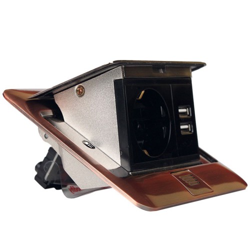 Розетка врізна для підлоги із заземленням +2USB - EH-F007