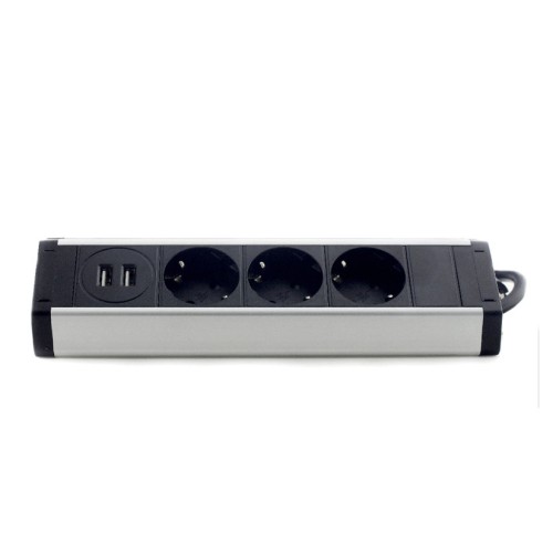 Компактна меблева розетка (кутова) 3х16A, 2хUSB 2,4A IP40 - EH-AR-307