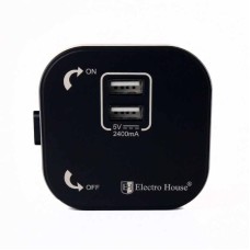 Розетка 2-а USB Pandora Black 2A IP40