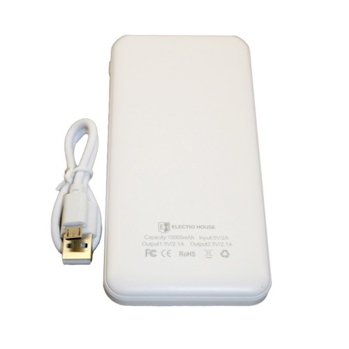 Power Bank EH-P-01-W 10000 mAh з ліхтариком та Type-C, білий - EH-P-01-W