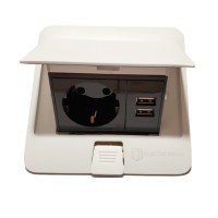 Розетка врізна для підлоги Біла 16 А + 2 USB 2,1 А IP44