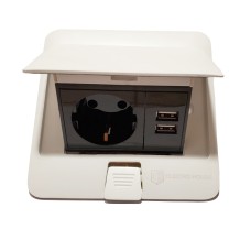 Розетка врізна для підлоги Біла 16 А + 2 USB 2,1 А IP44