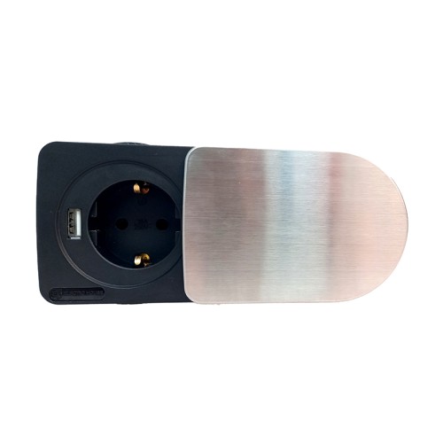 Компактна меблева розетка 1 x 16 А, 1 x USB 2,1 А, провід 3 x 1.5 mm² - EH-ARN-304