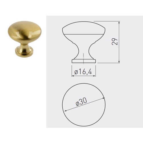 Ручка кнопка GTV TERNI d 30 мм Золота латунь - GZ-TERNI-1-16