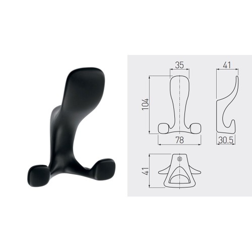 Гачок меблевий TOLEDO A0 чорний матовий - WZ-TOLED-A0-20M