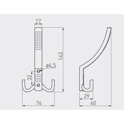 Гачок меблевий GTV A0-K23 великий Чорний матовий - WZ-A0-K23-20