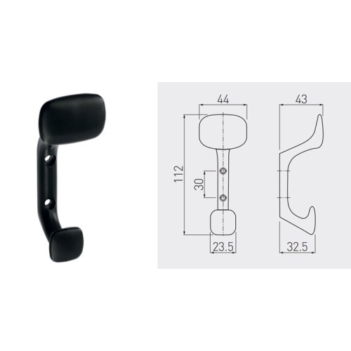 Гачок меблевий TOLEDO С0 чорний матовий - WZ-TOLED-C0-20M