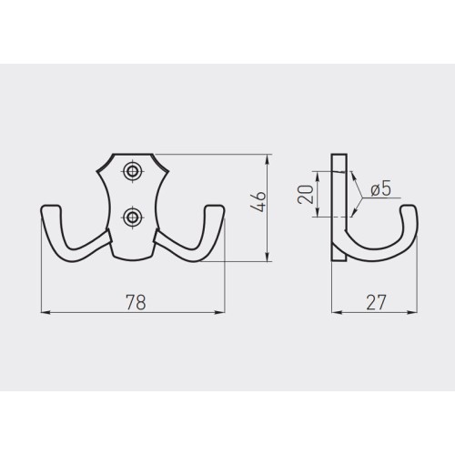 Крючок мебельный GTV B0-K24 малый Черный матовый - WZ-B0-K24-20