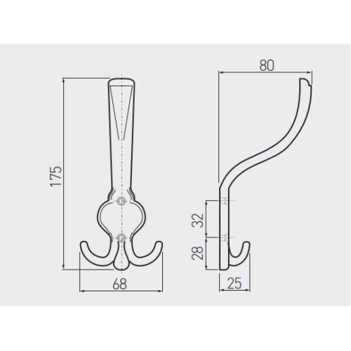 Гачок ORVIE Брашована латунь великий - WZ-ORVIE-A0-09
