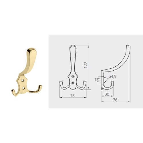 Гачок GTV A0-K24 великий Латунь - WZ-A0-K24-03