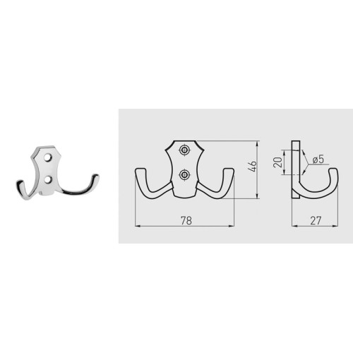 Гачок GTV B0-K24 малий Латунь - WZ-B0-K24-03