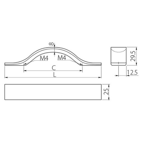 Ручка UA-319128 мм Алюминий - UA-00-319128
