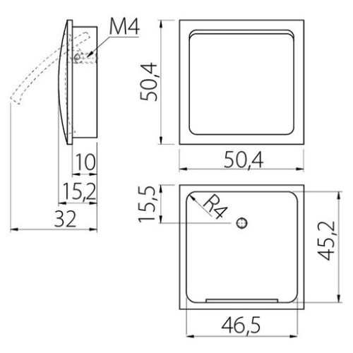 Ручка врізна квадратна d 50 - uz-s50-a1-02