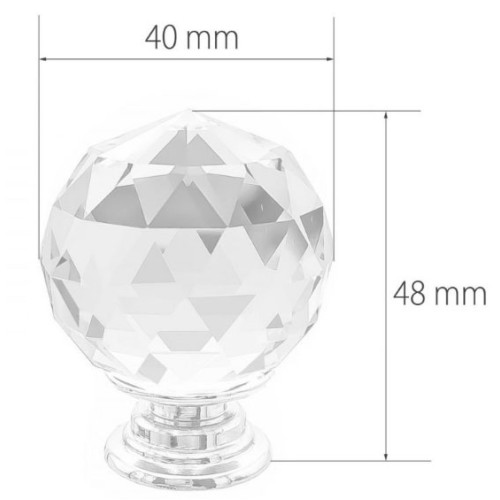 Ручка меблева кнопка GTV Crystal Palace CRPJ d 40 Хром+Скло - ID-GZ-CRPJ40-01