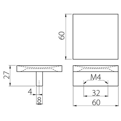 Ручка UZ 60 шлифованная сталь - uz-60-032-06