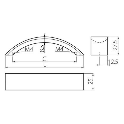 Ручка UA-338160 мм Алюміній - UA-00-338160