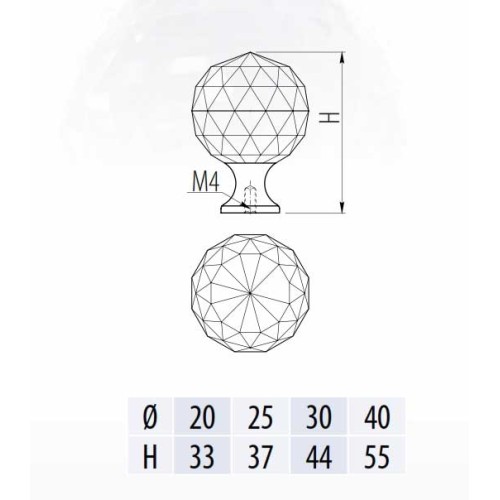 Ручка меблева Crystal Palace CRPA d30 Хром - Чорне скло - gz-crpa30-a1
