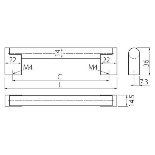Ручка UZ-336 416 мм Сталь - uz-336416-06