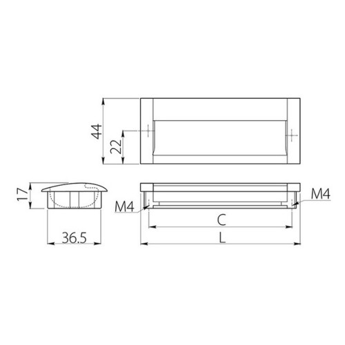 Ручка врезная UA-326 128 мм Алюминий_Хром - UA-01-326128-V1
