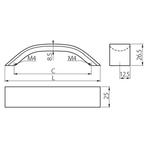Ручка UA-337 160 мм Алюміній - ru-00-337160