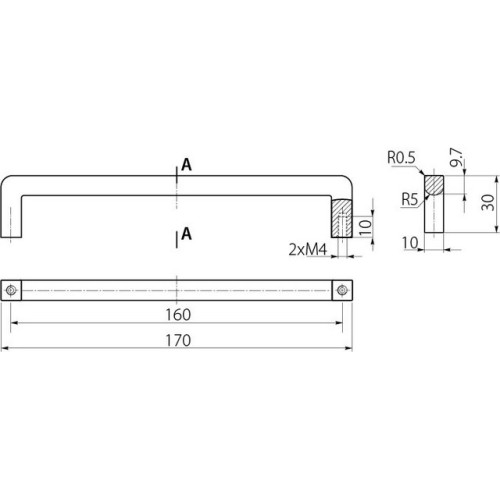 Ручка меблева BAGIO 160 мм шліфована сталь - uz-bagio-160-06