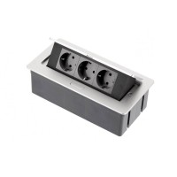 Удлинитель для офиса SOFT на 3 розетки SCHUKO алюминий + провод 1,5 метра с вилкой