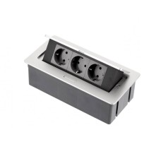 Подовжувач для офісу SOFT на 3 розетки SCHUKO алюміній + провід 1,5 метра з вилкою