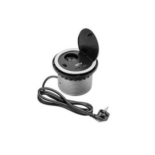 Подовжувач для офісу на 1 розетку із заземленням French, зарядка USB 5V 2A, сірий - AE-BPW1U2UCH-80