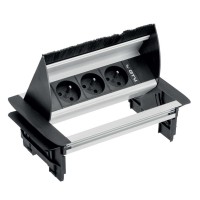 Подовжувач для офісу з пропуском під кабель на 3 розетки із заземленням