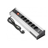 Подовжувач для офісу на 6 розеток, 6 USB, із заземленням алюміній