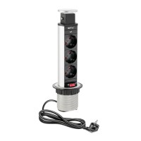 Удлинитель для офиса 60 заземление Schuko на 3 розетки, серый