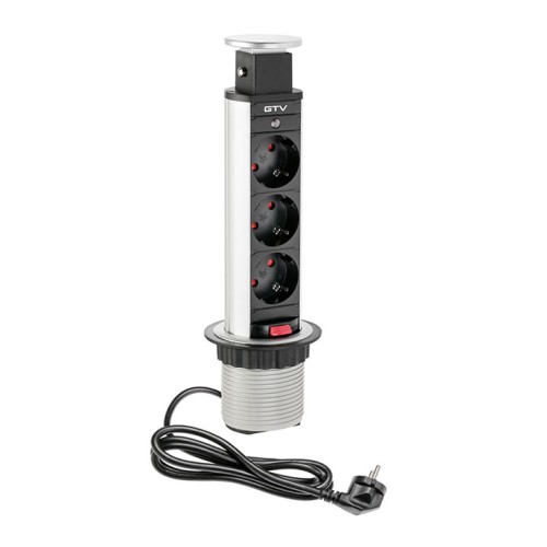 Удлинитель для офиса 60 заземление Schuko на 3 розетки, серый - AE-BPW3S60-80