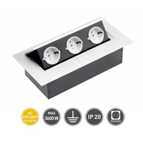 Подовжувач для офісу на 3 розетки із заземленням Schuko білий - AE-PB03GS-10