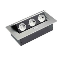 Подовжувач для офісу на 3 розетки заземлення Schuko алюміній