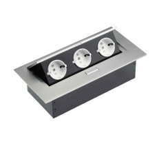 Подовжувач для офісу на 3 розетки заземлення Schuko алюміній