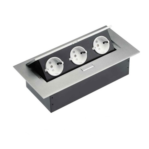 Подовжувач для офісу на 3 розетки заземлення Schuko алюміній - AE-PB03GS-53