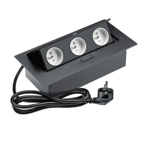 Подовжувач для офісу на 3 розетки із заземленням French чорний - AE-PBC3GU-20