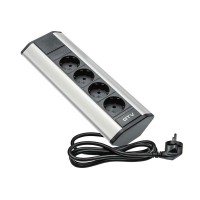 Подовжувач для офісу кутовий із заземленням Schuko на 4 розетки, сірий