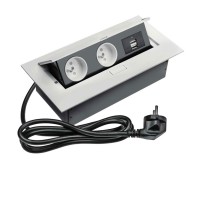 Подовжувач для офісу на 2 розетки із заземленням 2xUSB, білий + провід 1,5 метра з вилкою