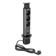 Удлинитель для офиса d 60 с заземлением SCHUCKO на 3 розетки, 2xUSB черный