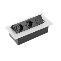 Удлинитель GTV 2 розетки SCHUKO HDMI провод 1,5м с вилкой Алюминий