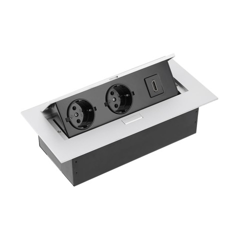 Подовжувач GTV 2 розетки SCHUKO HDMI провід 1,5м з вилкою Алюміній - AE-PBC2GSHDMI-53